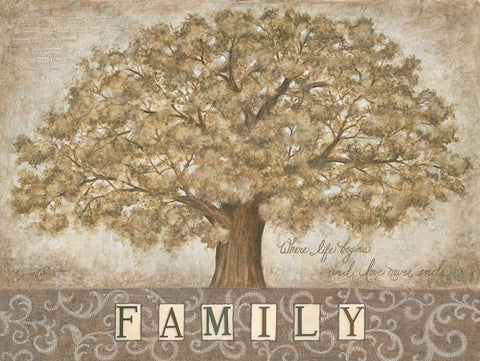 Our Family Tree Black Ornate Wood Framed Art Print with Double Matting by LaPoint, Annie