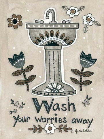 Wash Your Worries Away Black Ornate Wood Framed Art Print with Double Matting by LaPoint, Annie