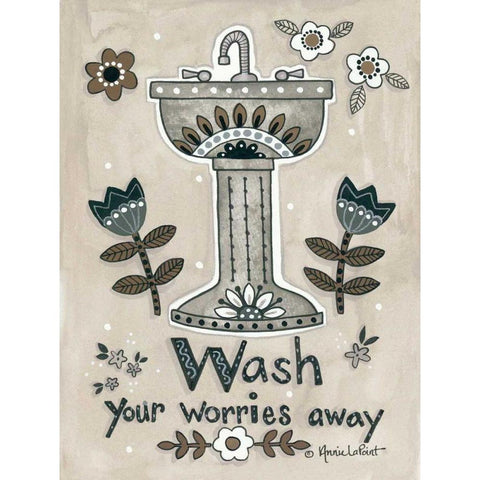 Wash Your Worries Away Black Modern Wood Framed Art Print with Double Matting by LaPoint, Annie