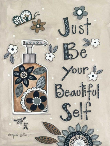 Just Be Your Beautiful Self White Modern Wood Framed Art Print with Double Matting by LaPoint, Annie