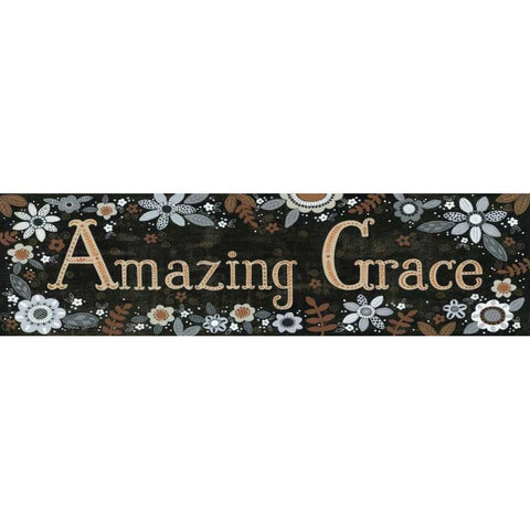 Amazing Grace Floral Black Modern Wood Framed Art Print with Double Matting by LaPoint, Annie