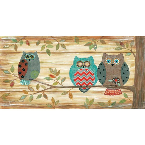 Three Wise Owls White Modern Wood Framed Art Print by LaPoint, Annie