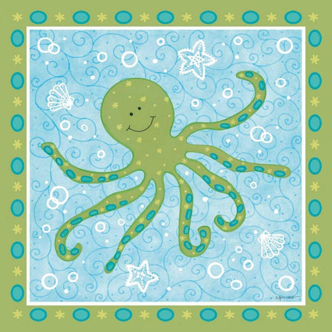 Beetle and Bob Baby Squid White Modern Wood Framed Art Print by LaPoint, Annie