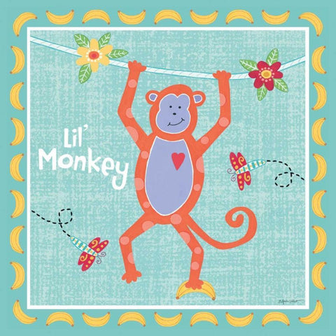 Beetle and Bob Baby Monkey White Modern Wood Framed Art Print with Double Matting by LaPoint, Annie