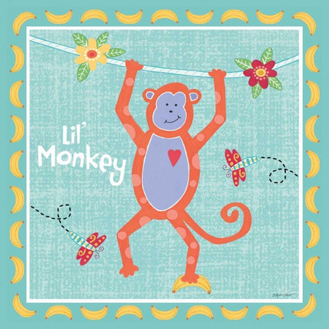 Beetle and Bob Baby Monkey Black Modern Wood Framed Art Print by LaPoint, Annie