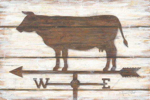 Farmhouse Cow Black Ornate Wood Framed Art Print with Double Matting by LaPoint, Annie