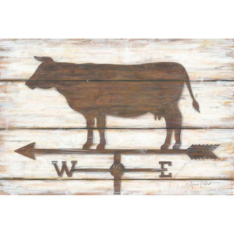 Farmhouse Cow White Modern Wood Framed Art Print by LaPoint, Annie