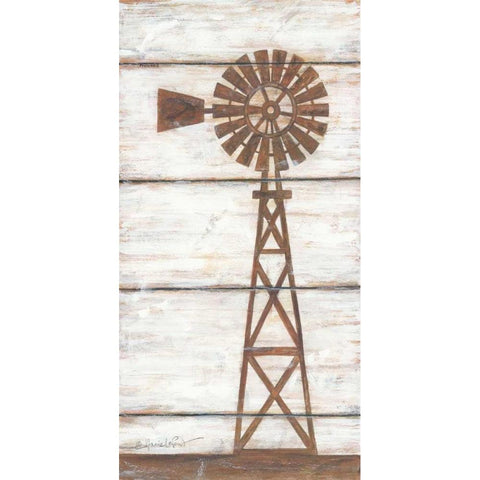 Farmhouse Windmill II White Modern Wood Framed Art Print by LaPoint, Annie