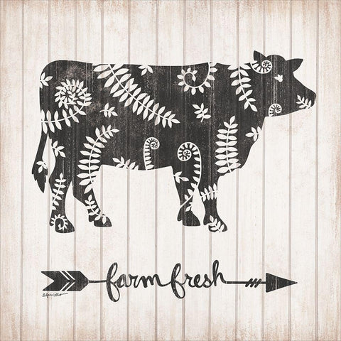 Farm Fresh Cow Black Ornate Wood Framed Art Print with Double Matting by LaPoint, Annie