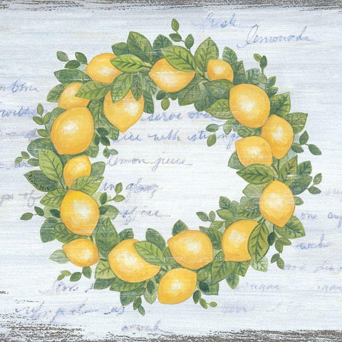 Lemon Wreath   White Modern Wood Framed Art Print with Double Matting by LaPoint, Annie