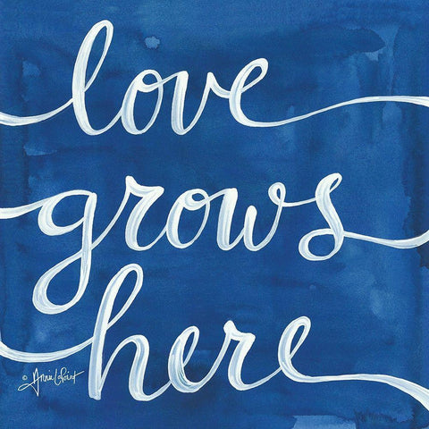 Love Grows Here White Modern Wood Framed Art Print by LaPoint, Annie