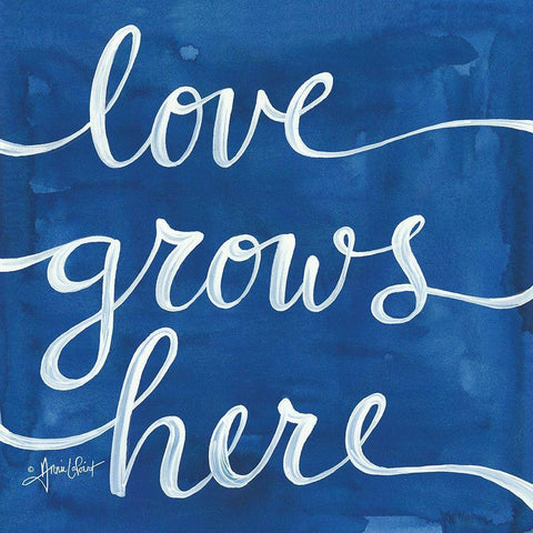 Love Grows Here White Modern Wood Framed Art Print with Double Matting by LaPoint, Annie