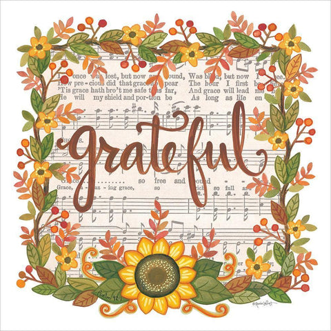 Grateful Wreath White Modern Wood Framed Art Print with Double Matting by LaPoint, Annie