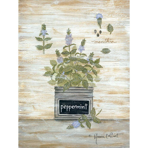 Peppermint Botanical Gold Ornate Wood Framed Art Print with Double Matting by LaPoint, Annie