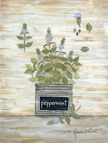 Peppermint Botanical Black Ornate Wood Framed Art Print with Double Matting by LaPoint, Annie