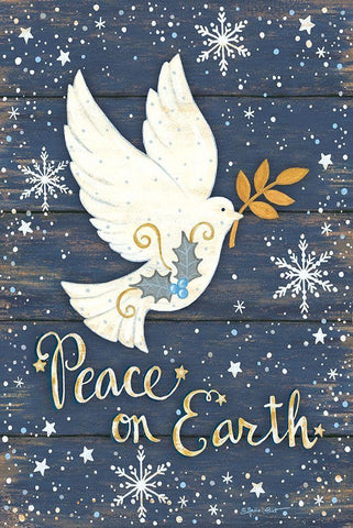 Peace on Earth White Modern Wood Framed Art Print with Double Matting by Laponit, Annie