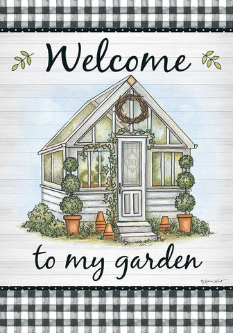 Welcome to My Garden White Modern Wood Framed Art Print with Double Matting by LaPoint, Annie