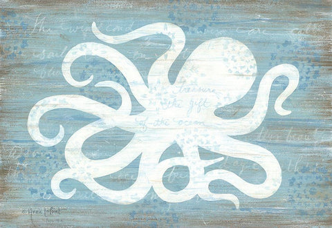 Ocean Octopus   White Modern Wood Framed Art Print with Double Matting by LaPoint, Annie