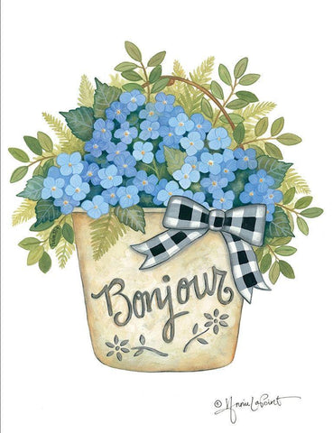 Hydrangeas Bonjour White Modern Wood Framed Art Print with Double Matting by LaPoint, Annie