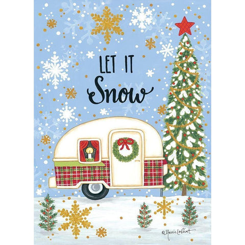 Let It Snow Camper Gold Ornate Wood Framed Art Print with Double Matting by LaPoint, Annie