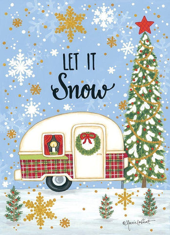 Let It Snow Camper Black Ornate Wood Framed Art Print with Double Matting by LaPoint, Annie