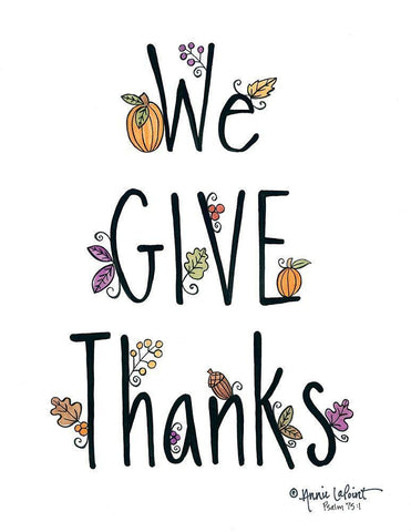 We Give Thanks Black Ornate Wood Framed Art Print with Double Matting by LaPoint, Annie