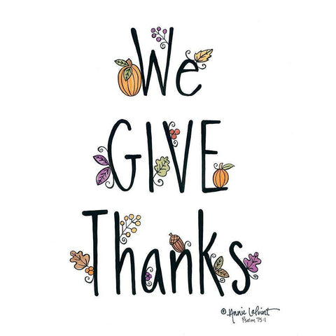 We Give Thanks Gold Ornate Wood Framed Art Print with Double Matting by LaPoint, Annie