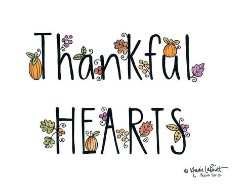 Thankful Hearts Black Ornate Wood Framed Art Print with Double Matting by LaPoint, Annie