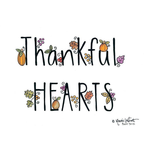Thankful Hearts White Modern Wood Framed Art Print by LaPoint, Annie