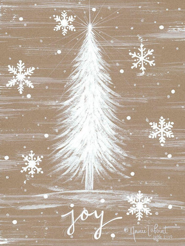 Joy Christmas Tree White Modern Wood Framed Art Print with Double Matting by LaPoint, Annie