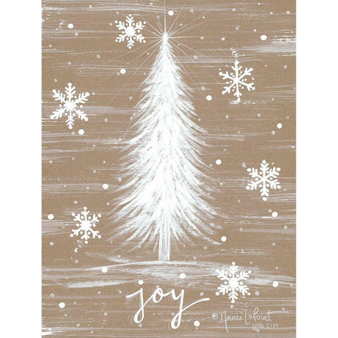 Joy Christmas Tree White Modern Wood Framed Art Print by LaPoint, Annie