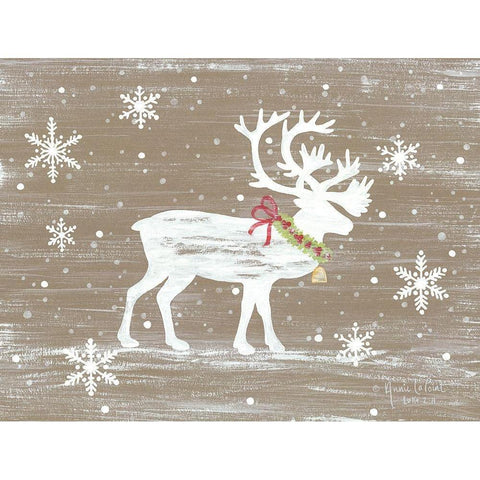 Snowy Reindeer White Modern Wood Framed Art Print by LaPoint, Annie