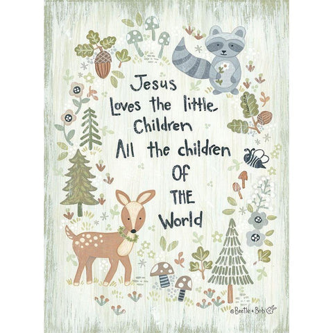 All the Children of the World - Woodland White Modern Wood Framed Art Print by LaPoint, Annie