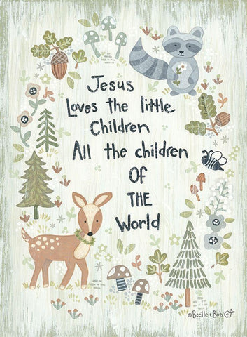 All the Children of the World - Woodland Black Ornate Wood Framed Art Print with Double Matting by LaPoint, Annie