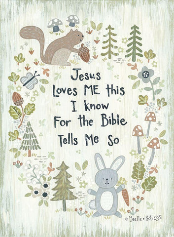 Jesus Loves Me - Woodland Black Ornate Wood Framed Art Print with Double Matting by LaPoint, Annie
