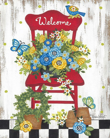 Welcome Garden Chair Black Ornate Wood Framed Art Print with Double Matting by Lapoint, Annie