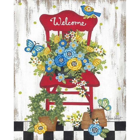 Welcome Garden Chair Gold Ornate Wood Framed Art Print with Double Matting by Lapoint, Annie