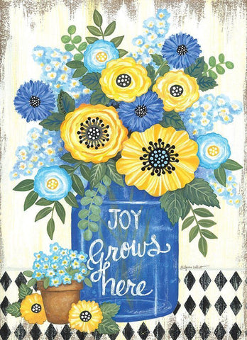 Joy Grows Here White Modern Wood Framed Art Print with Double Matting by LaPoint, Annie