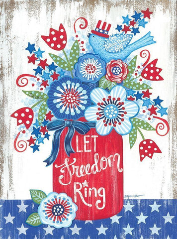 Let Freedom Ring White Modern Wood Framed Art Print with Double Matting by LaPoint, Annie