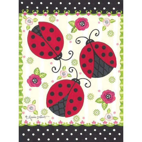 Ladybug Blossoms White Modern Wood Framed Art Print by LaPoint, Annie