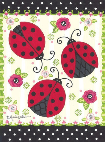 Ladybug Blossoms White Modern Wood Framed Art Print with Double Matting by LaPoint, Annie