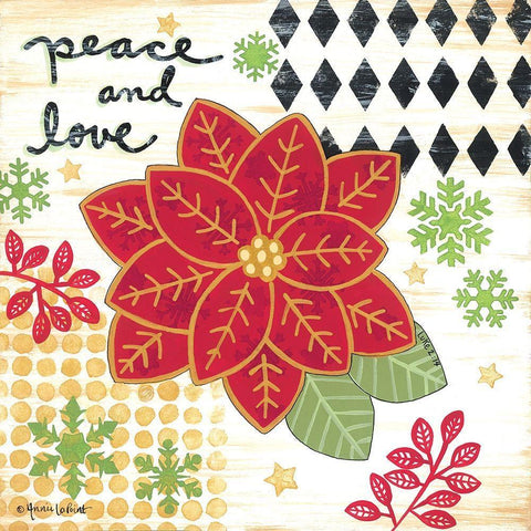 Happy Noel Poinsettia White Modern Wood Framed Art Print with Double Matting by LaPoint, Annie