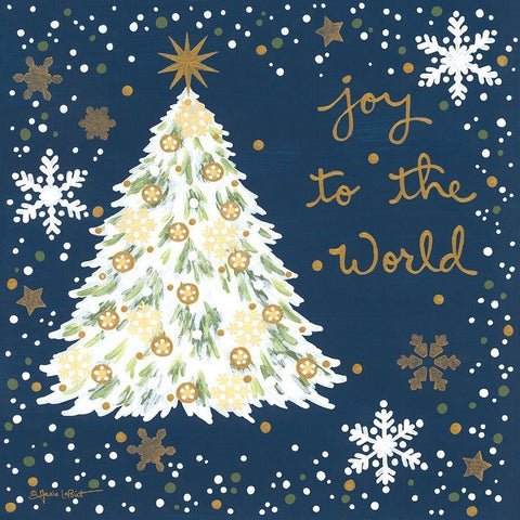 Silent Night Tree Gold Ornate Wood Framed Art Print with Double Matting by LaPoint, Annie