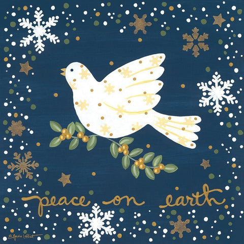 Silent Night Dove White Modern Wood Framed Art Print with Double Matting by LaPoint, Annie