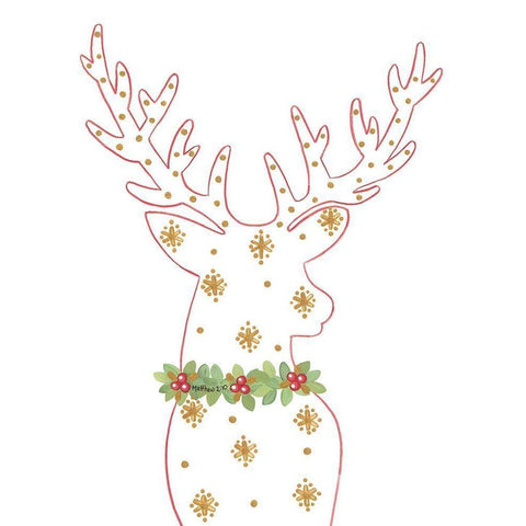 Deck the Halls Reindeer Black Modern Wood Framed Art Print by LaPoint, Annie