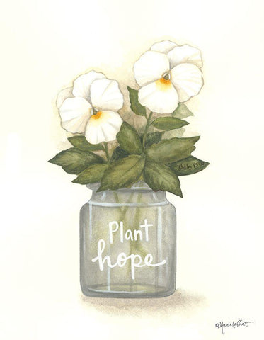 Plant Hope Pansies White Modern Wood Framed Art Print with Double Matting by LaPoint, Annie