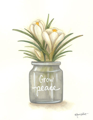 Grow Peace Crocus White Modern Wood Framed Art Print with Double Matting by LaPoint, Annie