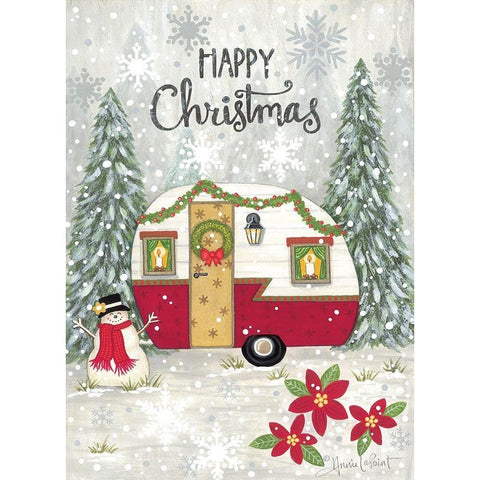 Happy Christmas Camper White Modern Wood Framed Art Print by LaPoint, Annie