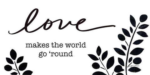 Love Makes the World Go Round White Modern Wood Framed Art Print with Double Matting by LaPoint, Annie