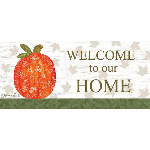 Welcome to Our Home Pumpkin White Modern Wood Framed Art Print by LaPoint, Annie